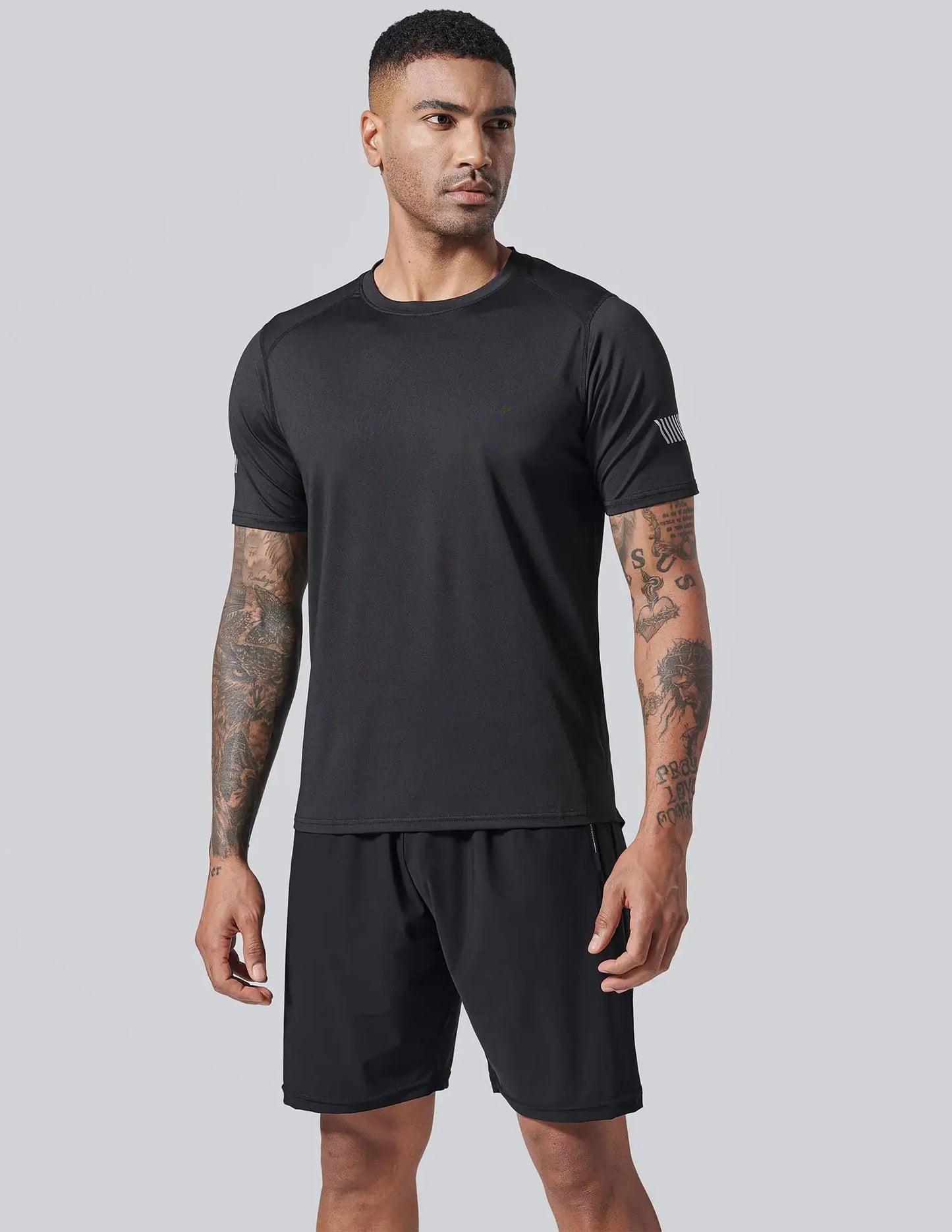 5 Pack Men’s Active Quick Dry Crew Neck T Shirts | Athletic Running Gym Workout Short Sleeve Tee Tops Bulk Light Gray/Gradient Red/Blue/Charcoal/Black Large My Store