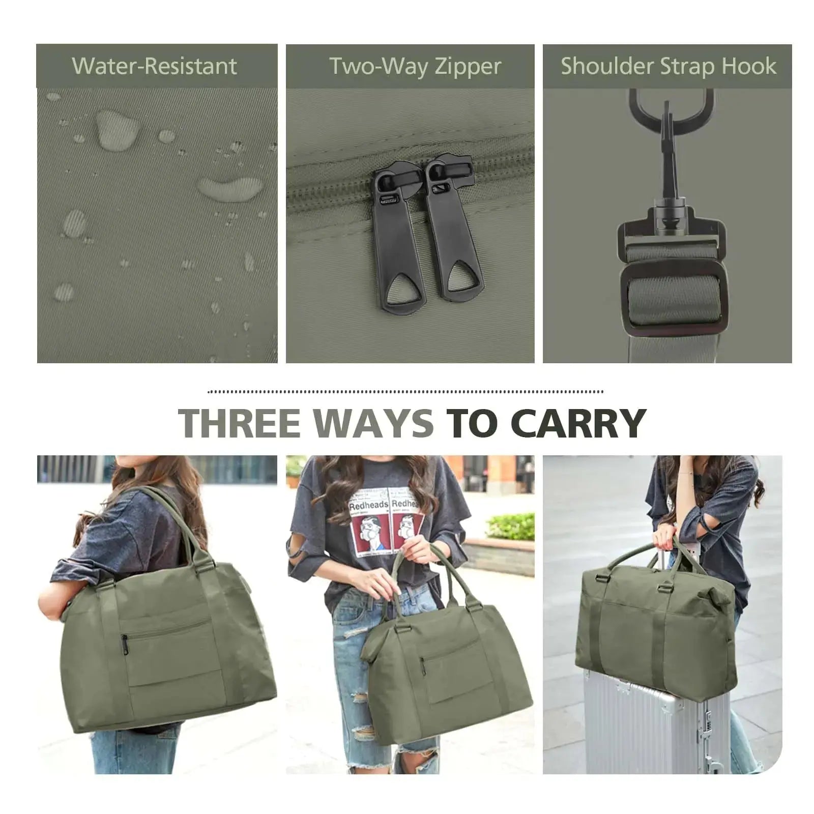 Travel Duffle Bag, Waterproof Weekender Bag Carry On Tote Bags for Women, Travel Essentials Sport Gym Bag for Men, Hospital Bag for Labor and Delivery, Overnight Bag Luggage Bag with Trolley Sleeve 06 Dark Green My Store