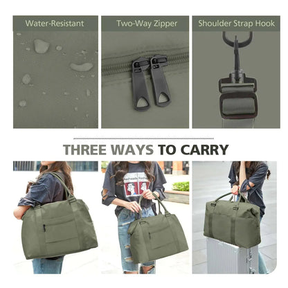 Travel Duffle Bag, Waterproof Weekender Bag Carry On Tote Bags for Women, Travel Essentials Sport Gym Bag for Men, Hospital Bag for Labor and Delivery, Overnight Bag Luggage Bag with Trolley Sleeve 06 Dark Green My Store