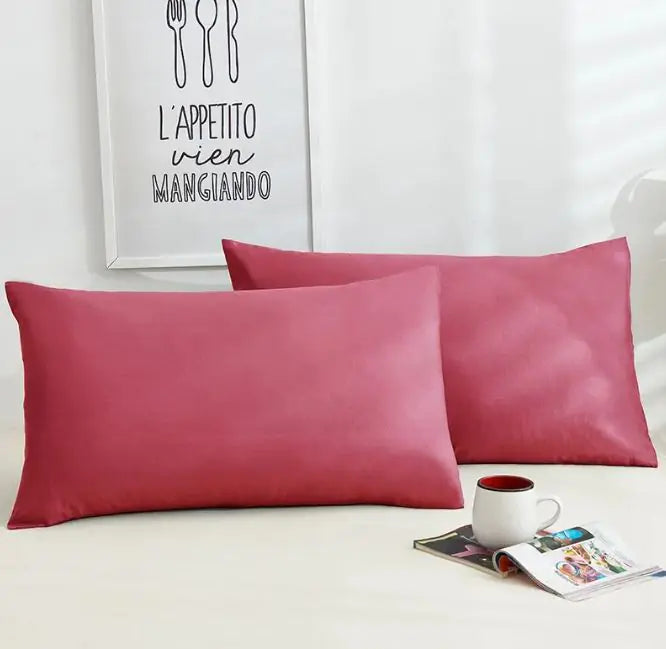 A Pair Of Pure Color Cotton Pillowcases WEM Support (www.WEM.support)