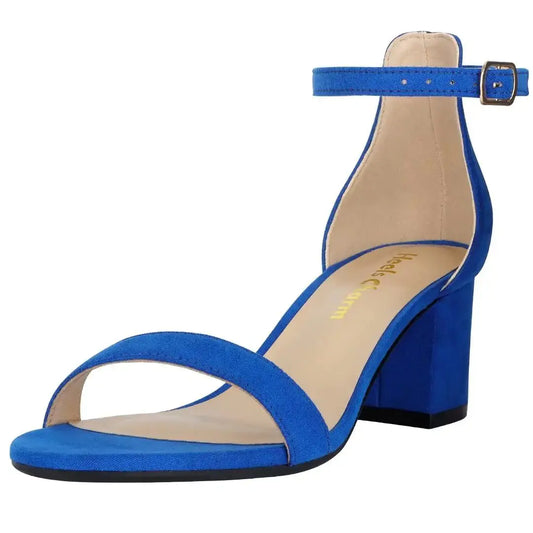 Women's Strappy Chunky Block Low Heeled Sandals 2 Inches Open Toe Ankle Strap High Heel Dress Sandals Daily Work Party Shoes 7 Velvet Blue blue block heel sandals My Store