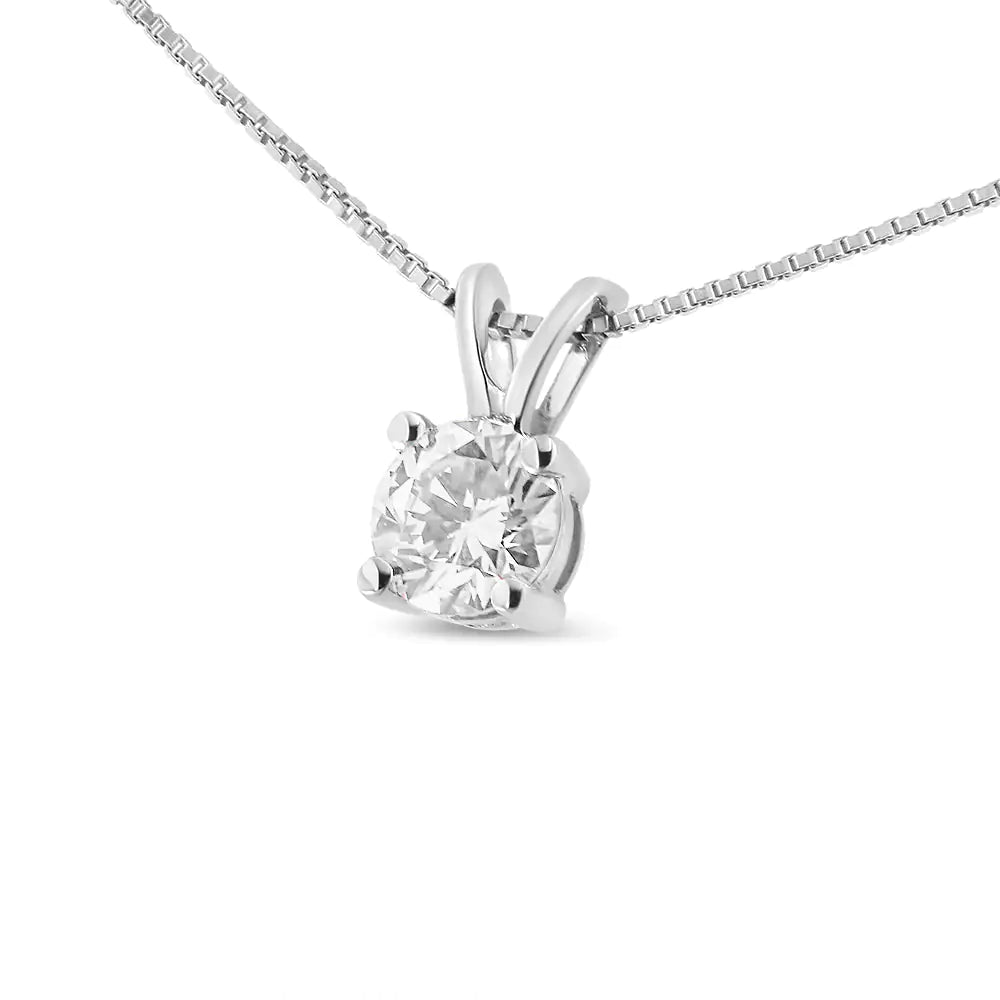 14K Weißgold 1/4 Cttw Rund Brillant Geschliffener Laborgezüchteter Diamant 4-Krappen Solitär Anhänger Halskette WEM Support (www.WEM.support)