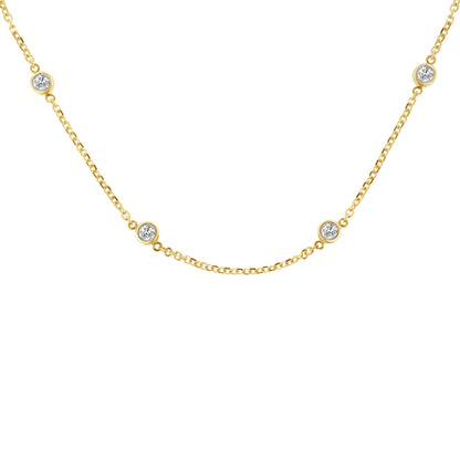 Sterling Silver Bezel-Set Diamond Station Necklace (1 cttw, J-K Color, I1-I2 Clarity) WEM Support (www.WEM.support)