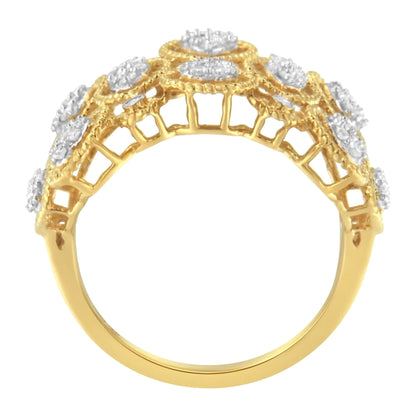 14K Yellow Gold Diamond Art Deco Ring (1/2 Cttw, H-I Color, I1 Clarity) WEM Support (www.WEM.support)