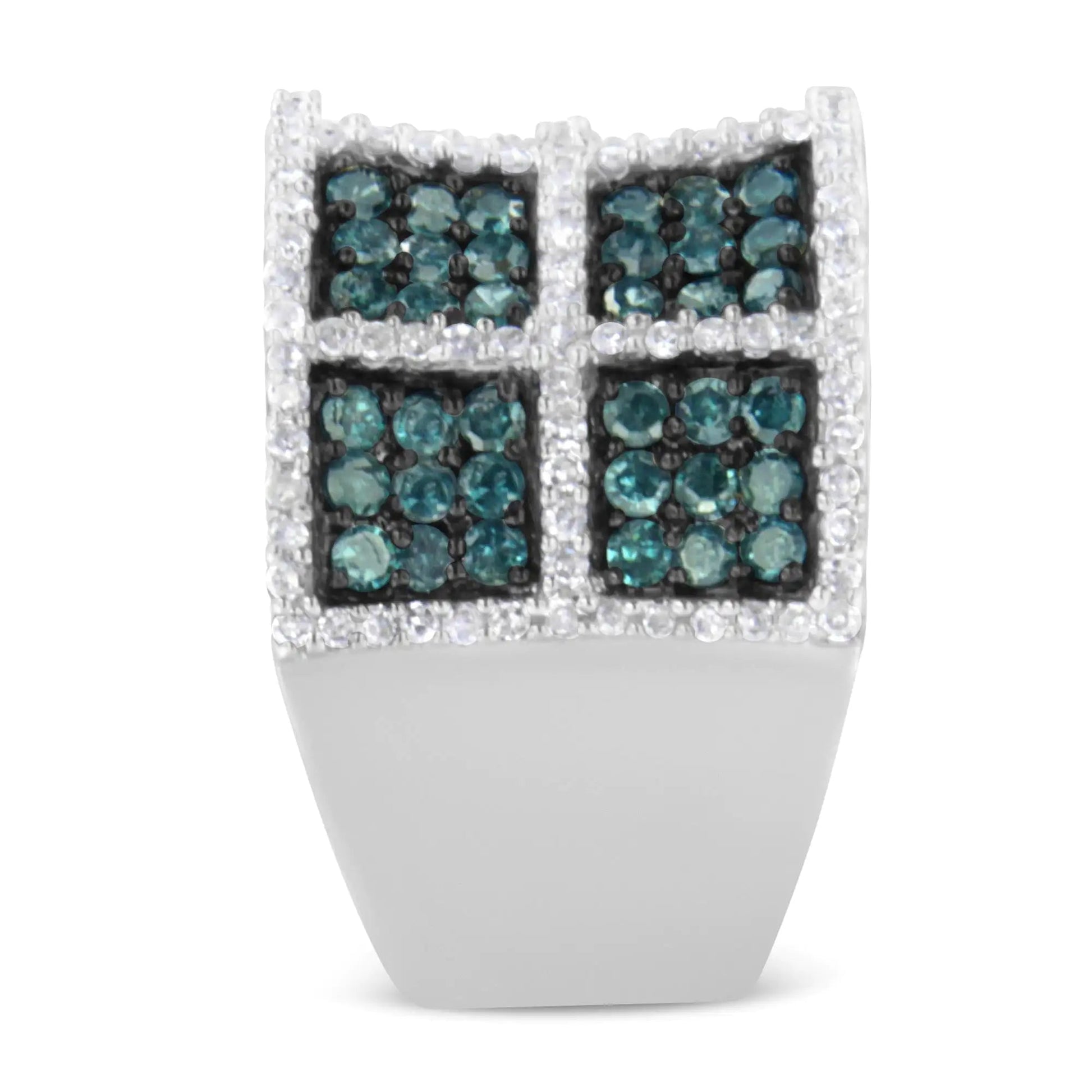14K White Gold White and Treated Blue Diamond Cocktail Ring (1 1/2 Cttw, H-I Color, I1-I2 Clarity) WEM Support (www.WEM.support)