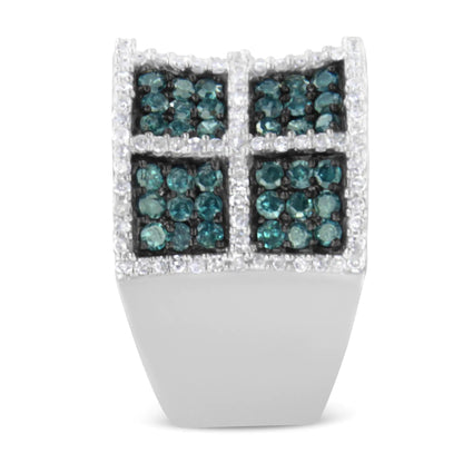 14K White Gold White and Treated Blue Diamond Cocktail Ring (1 1/2 Cttw, H-I Color, I1-I2 Clarity) WEM Support (www.WEM.support)
