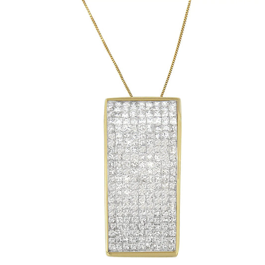 14K Yellow Gold Princess Cut Diamond Block Pendant Necklace (2 5/8 cttw, H-I Color, SI2-I1 Clarity) WEM Support (www.WEM.support)