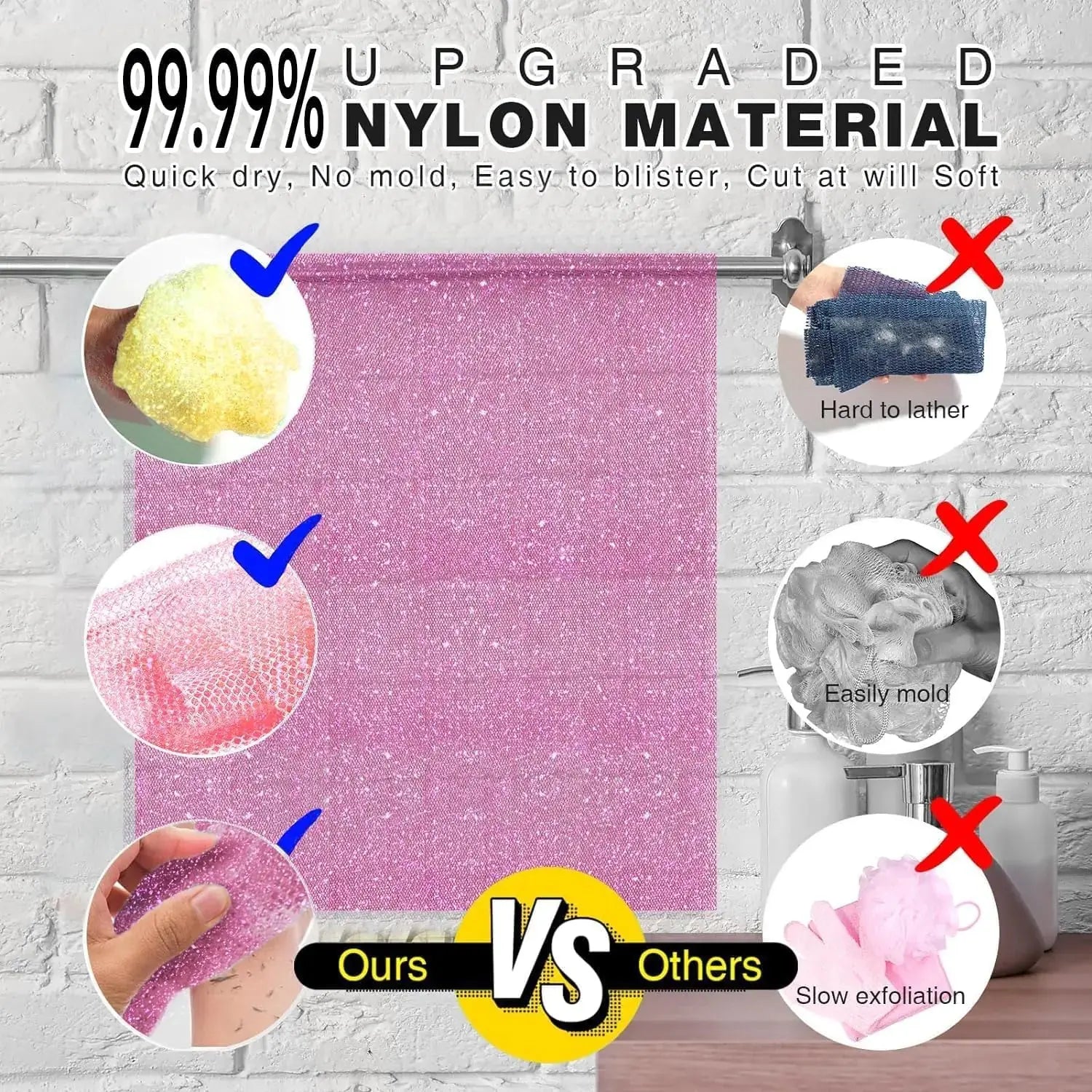 3 Piece Bright Style African exfoliating net Exfoliating Shower Set Long Bath Sponges for Smooth, Refreshed Skin, The Exterior Gleams - Ideal for Daily Use (Bright Yellow, Pink, Purple) Bright Yellow,Pink,Purple My Store