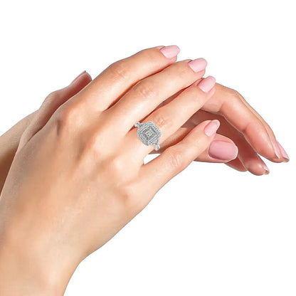 .925 Sterling Silver 1/2 Cttw Round-Cut Diamond Cluster Cushion Ring (I-J , I1-I2) WEM Support (www.WEM.support)