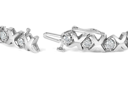 10k White Gold 2.00 Cttw Round-Cut Diamond "XOXO" Link 7" Bracelet (I-J Color, I2-I3 Clarity) WEM Support (www.WEM.support)