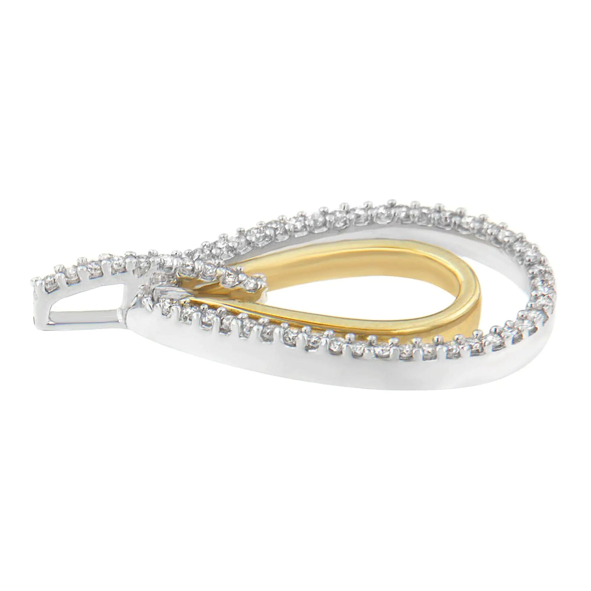 14K Two-Tone Gold Round Cut Diamond Double Burst Pendant Necklace (1/4 cttw, H-I Color, SI2-I1 Clarity) WEM Support (www.WEM.support)