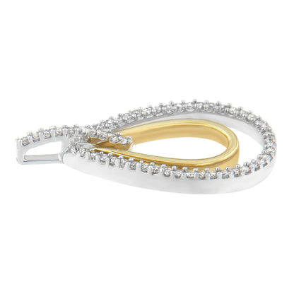14K Two-Tone Gold Round Cut Diamond Double Burst Pendant Necklace (1/4 cttw, H-I Color, SI2-I1 Clarity) WEM Support (www.WEM.support)