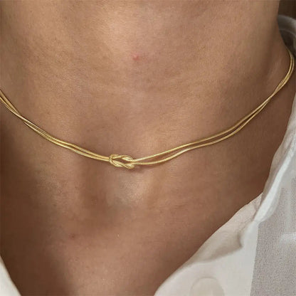Stainless Steel Valentine's Day Knot Snake Chain Necklace Hand Knotted Bracelet WEM Support (www.WEM.support)