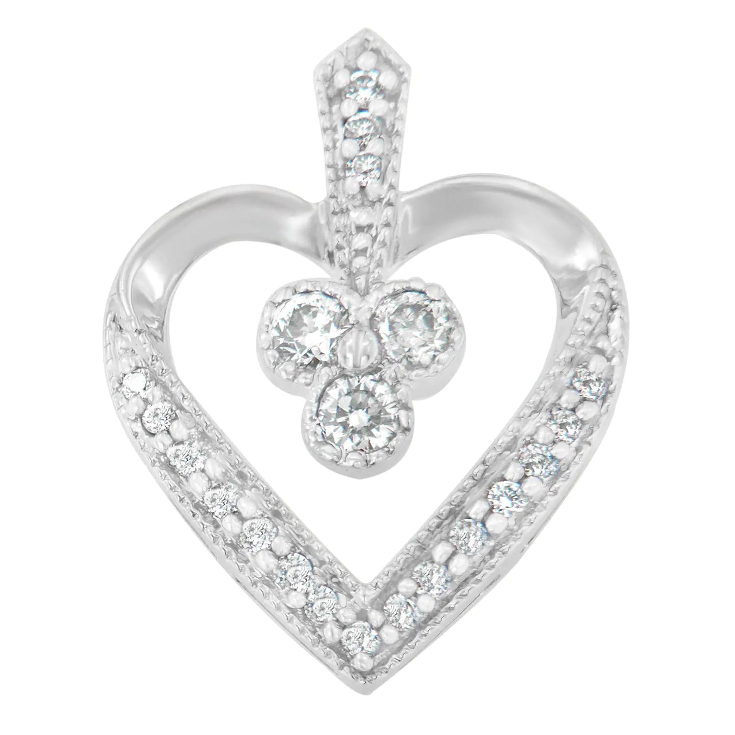 14K White Gold Princess Cut Diamond Forever Love Heart Pendant Necklace (0.30 cttw, H-I Color, SI2-I1 Clarity) WEM Support (www.WEM.support)