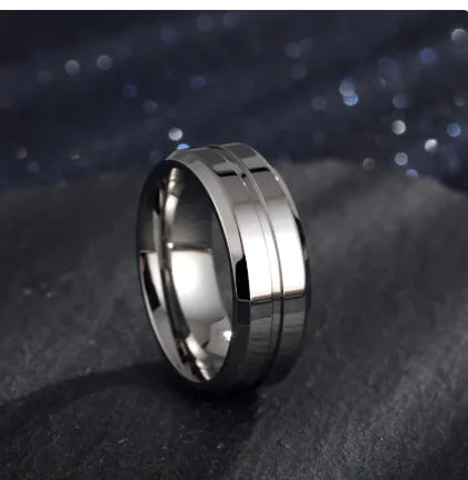 8mm Simple Groove Electroplating 18K Gold-plated Ring HejK.com