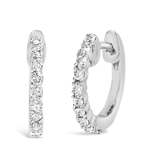 .925 Sterling Silver 1/6 Cttw Diamond Petite Hoop Earrings (I-J Color, I2-I3 Clarity) WEM Support (www.WEM.support)