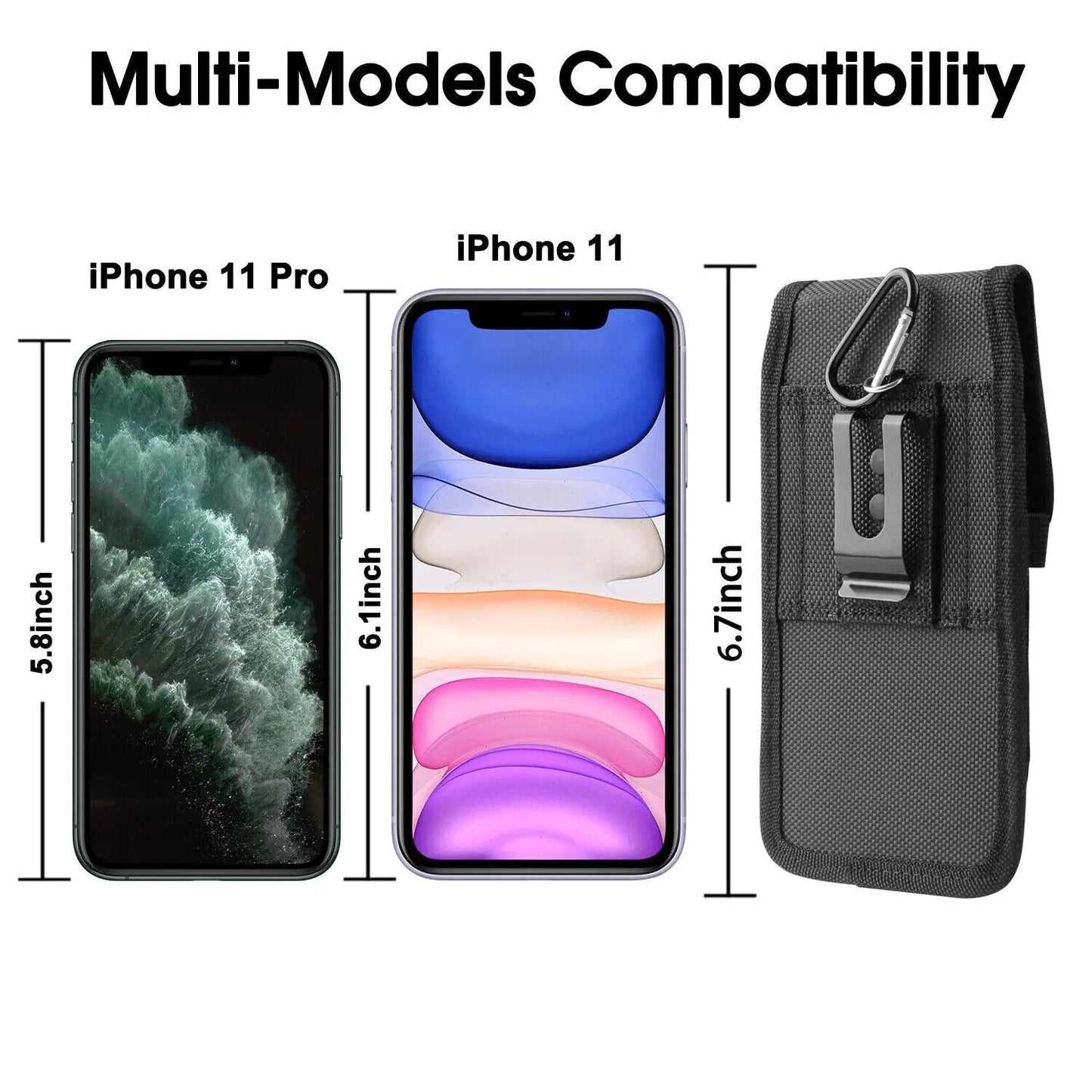 Vertical Cell Phone Holster Pouch Wallet Case With Belt Clip For iPhone Samsung WEM Support (www.WEM.support)