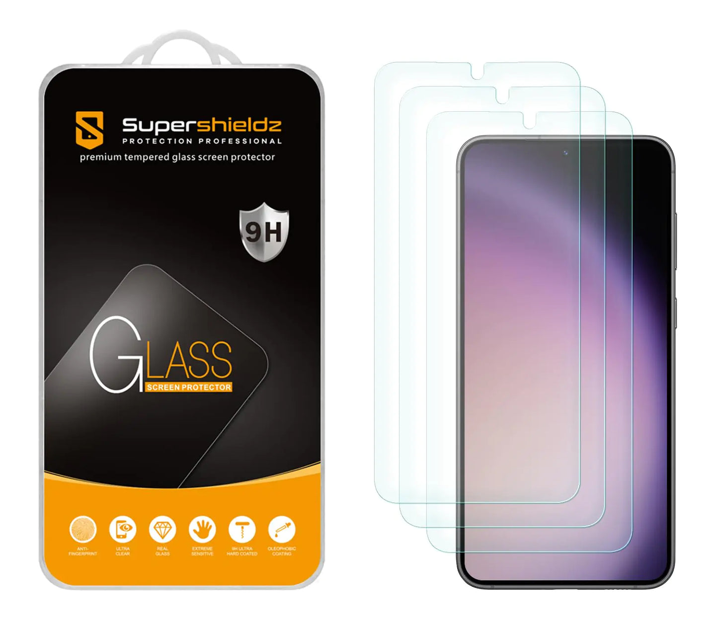 (3 Pack) Supershieldz Designed for Samsung (Galaxy S24 Plus) Tempered Glass Screen Protector, Anti Scratch, Bubble Free