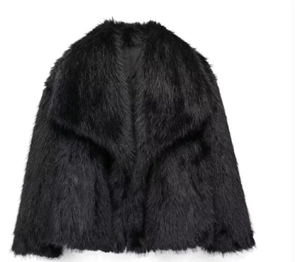 Winter Plush Coat Fashion Thicken Lapel Outwear Casual Long Sleeve Tops Women's Clothing WEM Support (www.WEM.support)