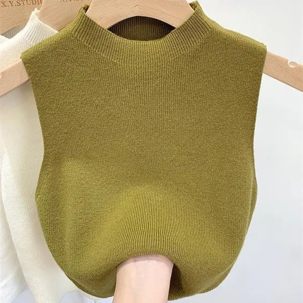 Women's small camisole vest with sweater underneath WEM Support (www.WEM.support)