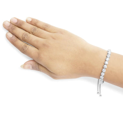 14K White Gold 6.00 Cttw Diamond 4”-10” Adjustable Bolo Tennis Bracelet (I-J Color, I1-I2 Clarity) WEM Support (www.WEM.support)