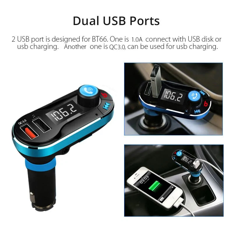 Transmissor FM Modulador Bluetooth Player de Música para Carro WEM Support (www.WEM.support)