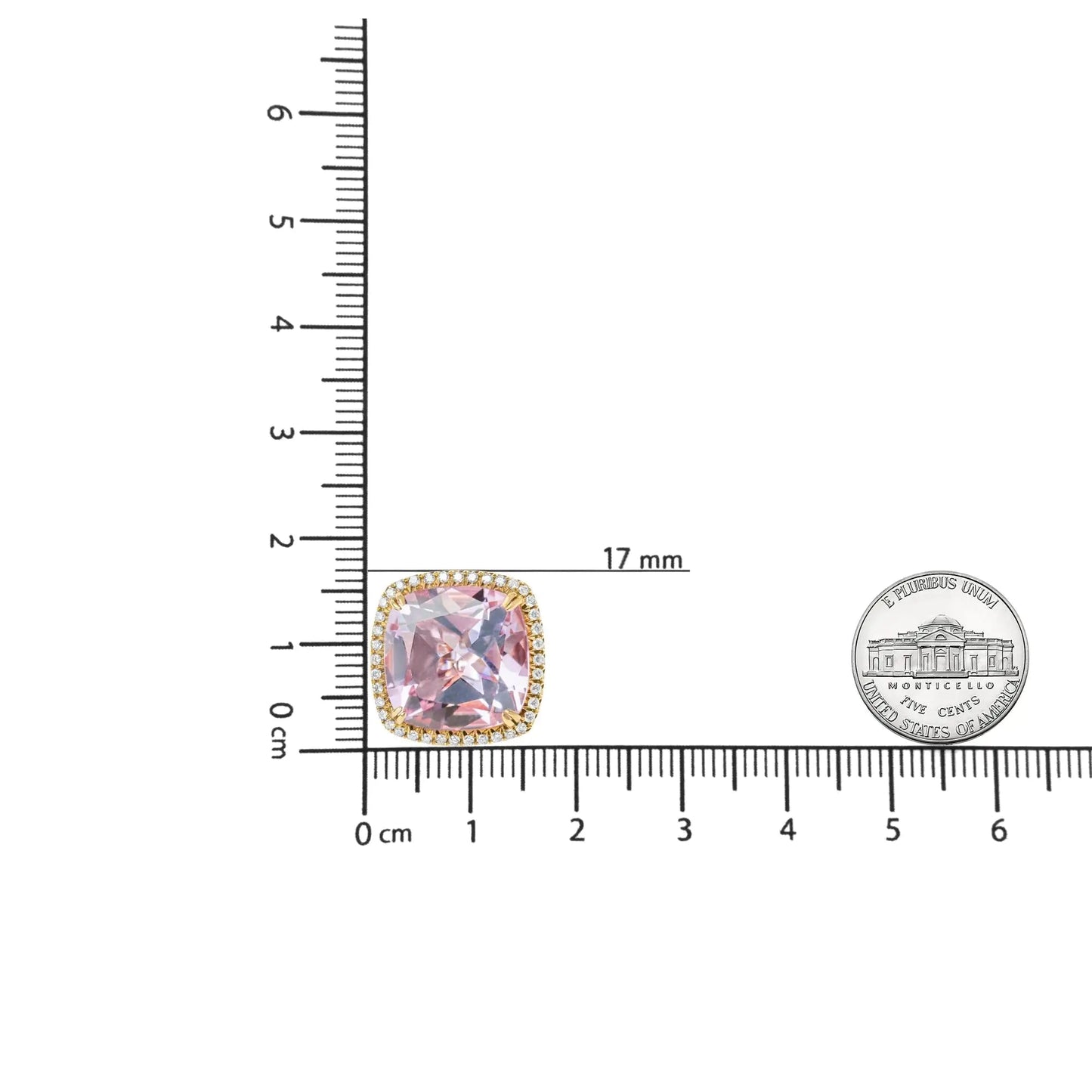 18K Rose and White Gold 9/10 Cttw Round Diamond and 15mm Cushion Cut Rose De France Pink Amethyst Gemstone Clip On Stud Earring (G-H Color, SI1-SI2 Clarity) WEM Support (www.WEM.support)