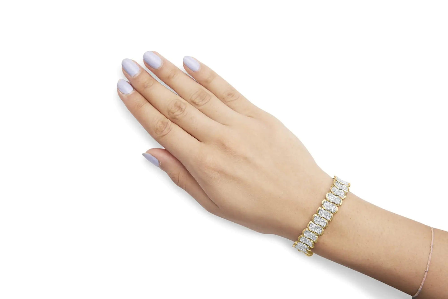 10k Yellow Gold 5.00 Cttw Diamond Oval Banded Link Bracelet (I-J Color, I1-I2 Clarity) - 7" Inches WEM Support (www.WEM.support)