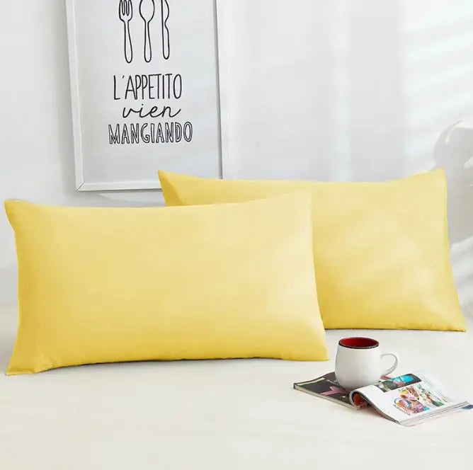 A Pair Of Pure Color Cotton Pillowcases WEM Support (www.WEM.support)