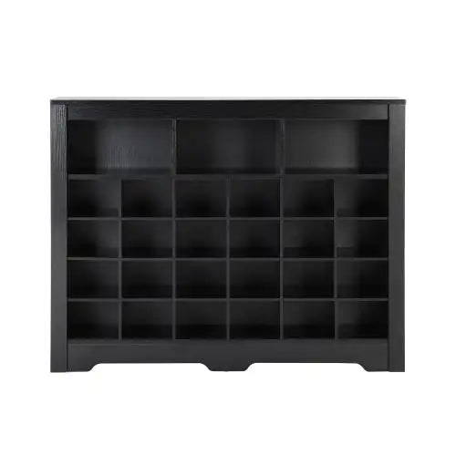 Stylish Design 24 Shoe Cabinet Console, Modern Shoe Cabinet With Curved Base, Multifunctional Sideboard, High Quality, For Corridor, Bedroom, Living Room, Black WEM Support (www.WEM.support)
