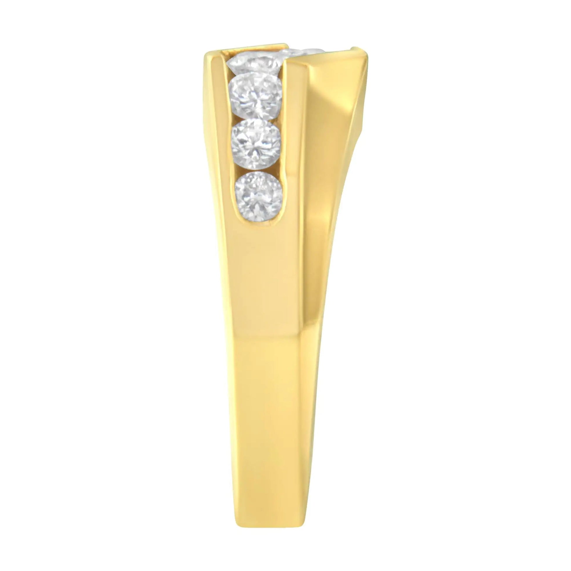 14KT Yellow Gold Men's Round Cut Diamond Ring (1 cttw, H-I Color, SI2-I1 Clarity) WEM Support (www.WEM.support)
