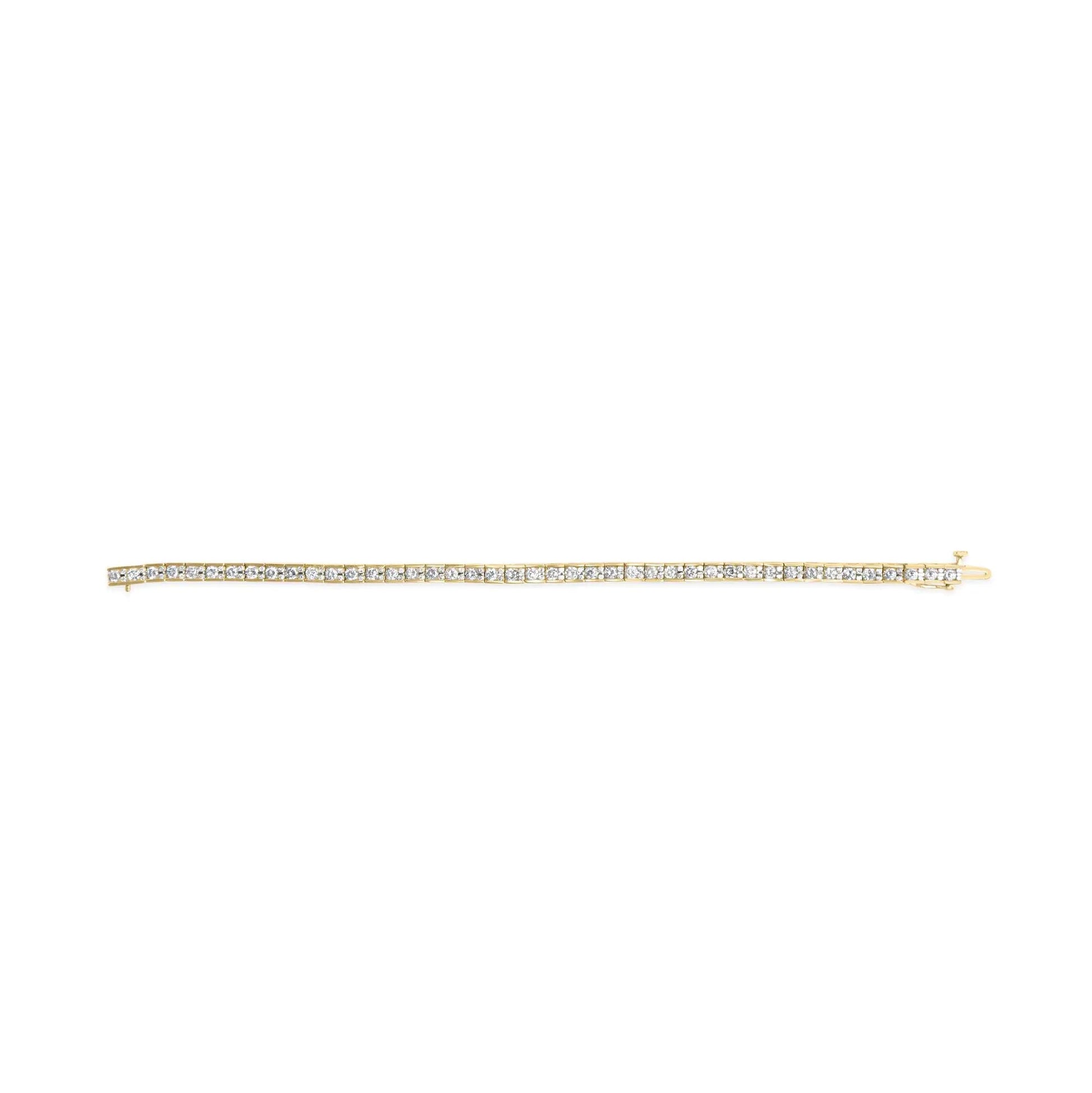 10K Yellow Gold 4.00 Cttw Channel Set Round Diamond Tennis 7" Bracelet (J-K Color, I1-I2 Clarity) WEM Support (www.WEM.support)