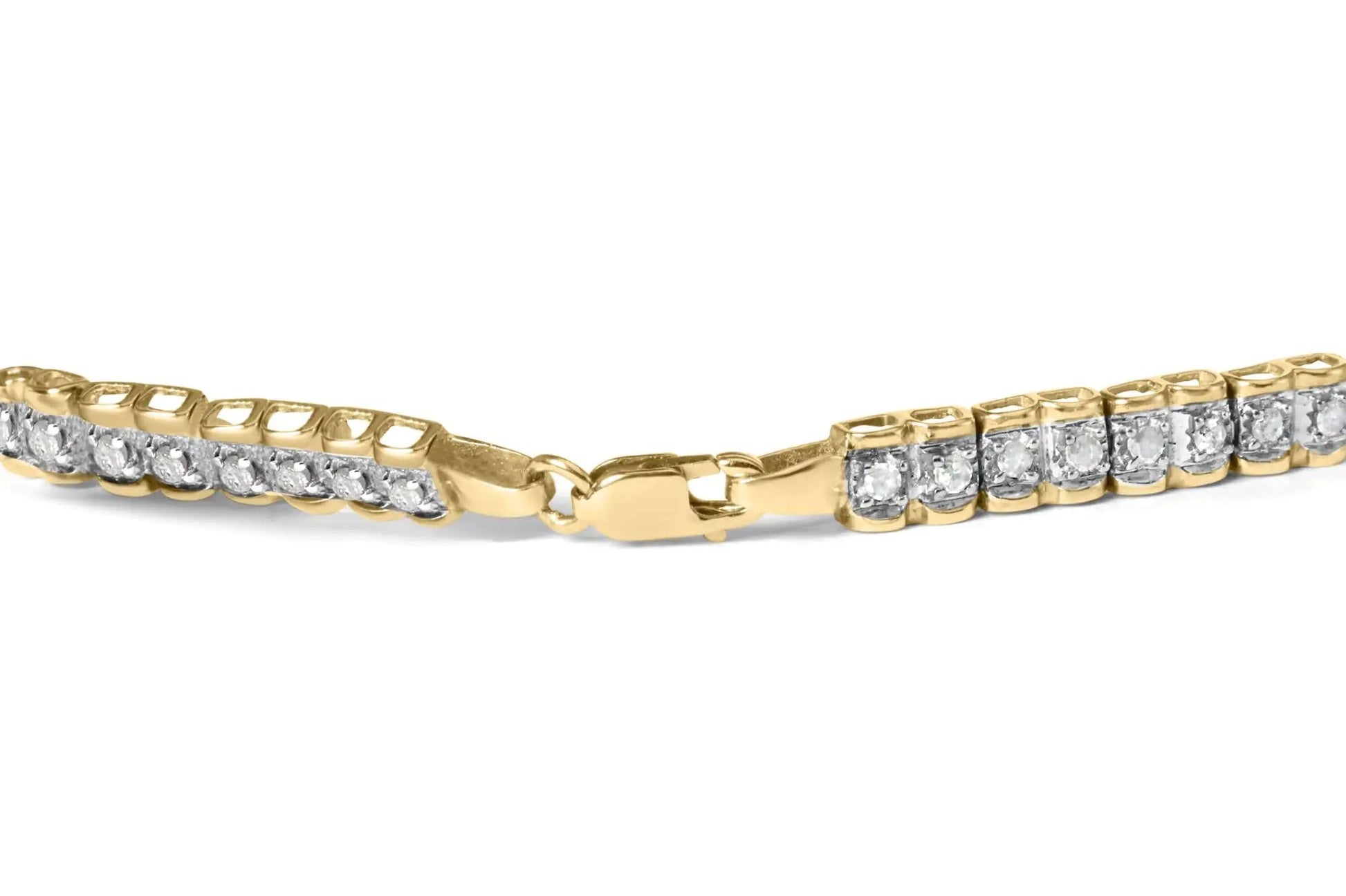 10K Yellow Gold 1.00 Cttw Round-Cut Diamond Link Bracelet (I-J Color, I3-Promo Clarity) - Size 7" WEM Support (www.WEM.support)