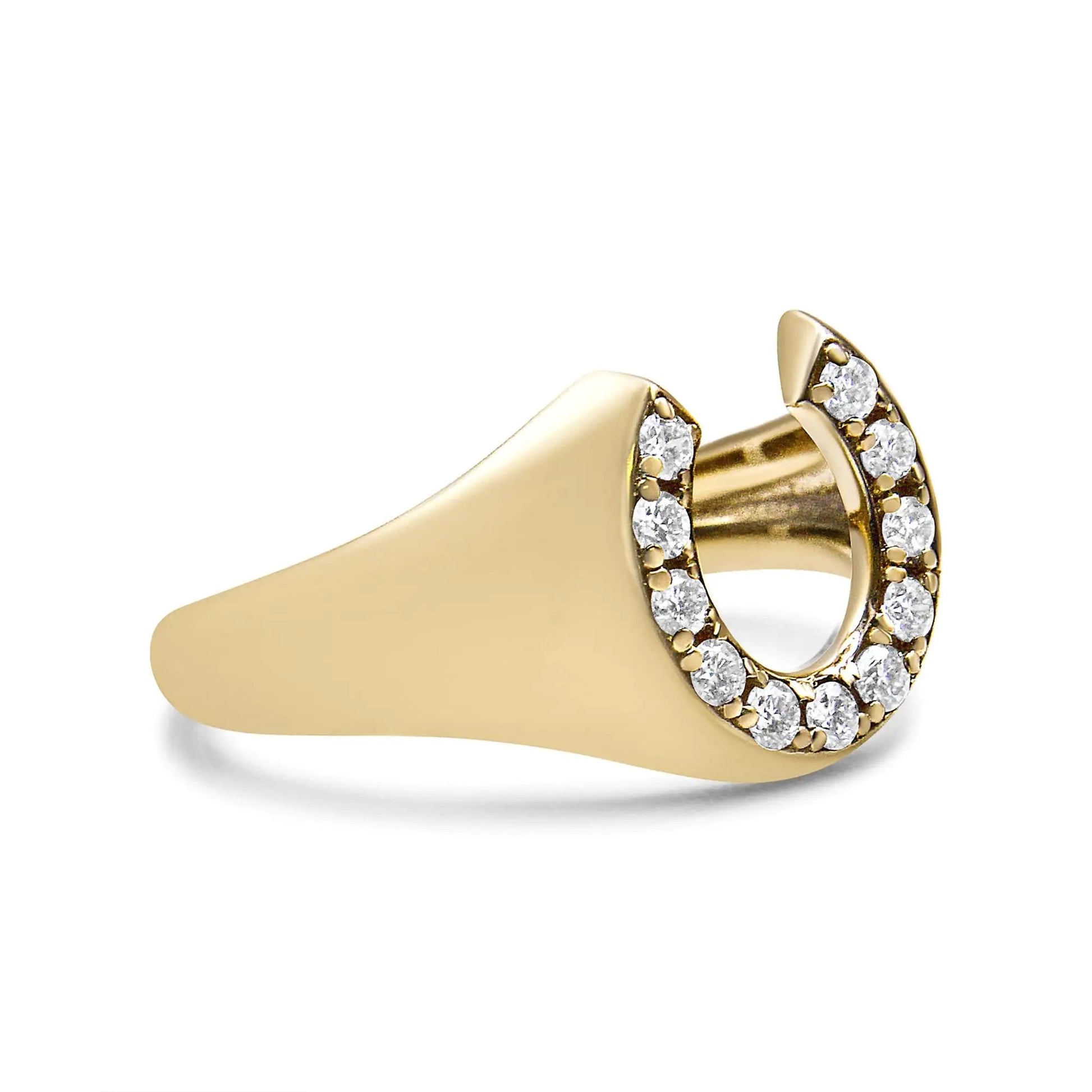 10K Yellow Gold 1/3 Cttw Round-Cut Diamond Men's Horseshoe Ring (H-I Color, VS1-VS2 Clarity) WEM Support (www.WEM.support)