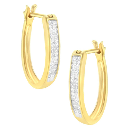 10K Yellow Gold 1/2 Cttw Invisible Set Princess-cut Diamond Hoop Earrings (H-I Color, SI2-I1 Clarity) WEM Support (www.WEM.support)
