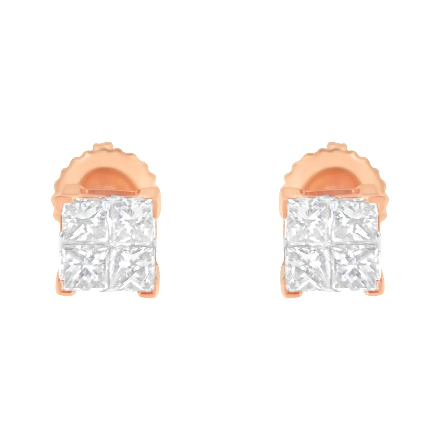 10K Gold Princess Diamond Composite Stud Earring (1/2 cttw, I-J Color, I1-I2 Clarity) WEM Support (www.WEM.support)