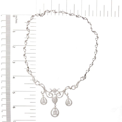 14K White Gold 3 1/2 Cttw Diamond Statement Drop and Dangle Necklace (G-H Colors, SI1-SI2 Clarity) WEM Support (www.WEM.support)