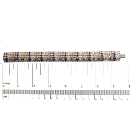 .925 Sterling Silver Multi Row Rainbow Gemstone  Bangle Bracelet - 7.5" Inches WEM Support (www.WEM.support)