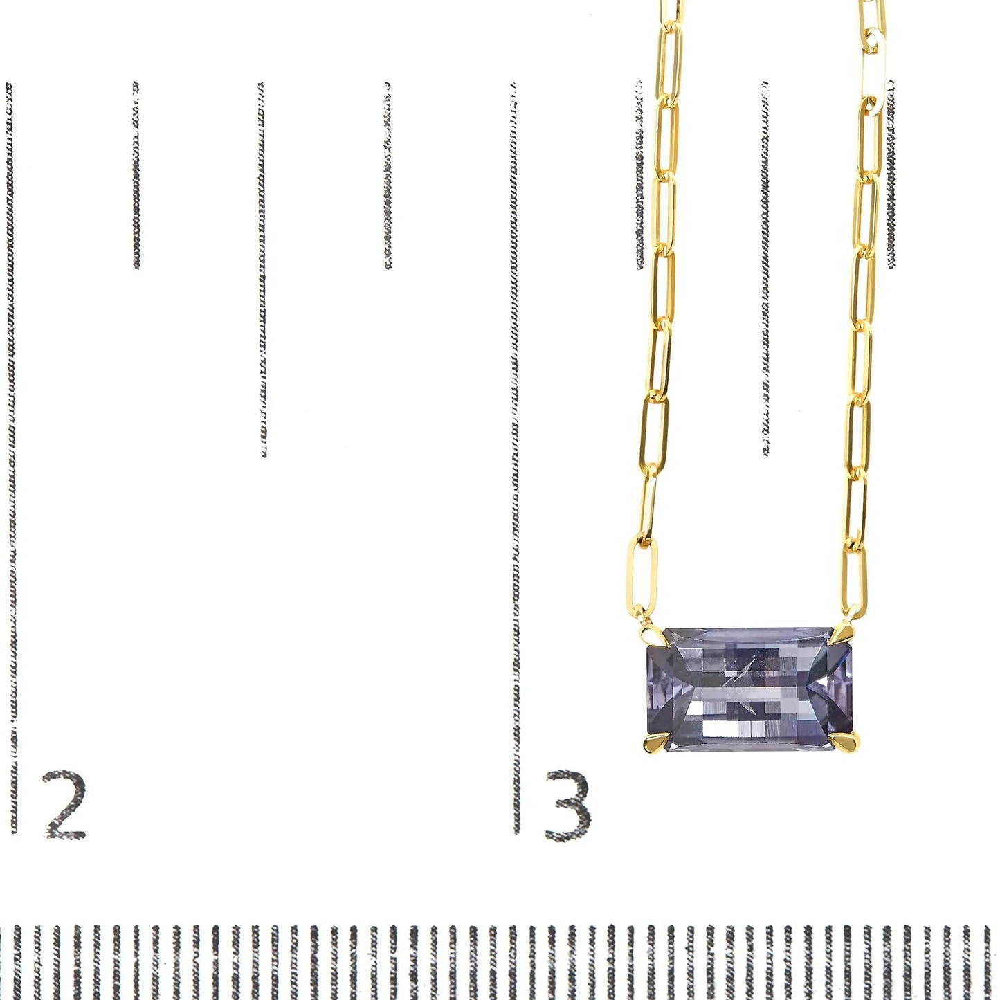 14K Yellow Gold Natural 2 7/8 Cttw Pixel Cut Emerald Bicolor Tanzanite Pendant Necklace with Paperclip Chain - 18 Inches WEM Support (www.WEM.support)