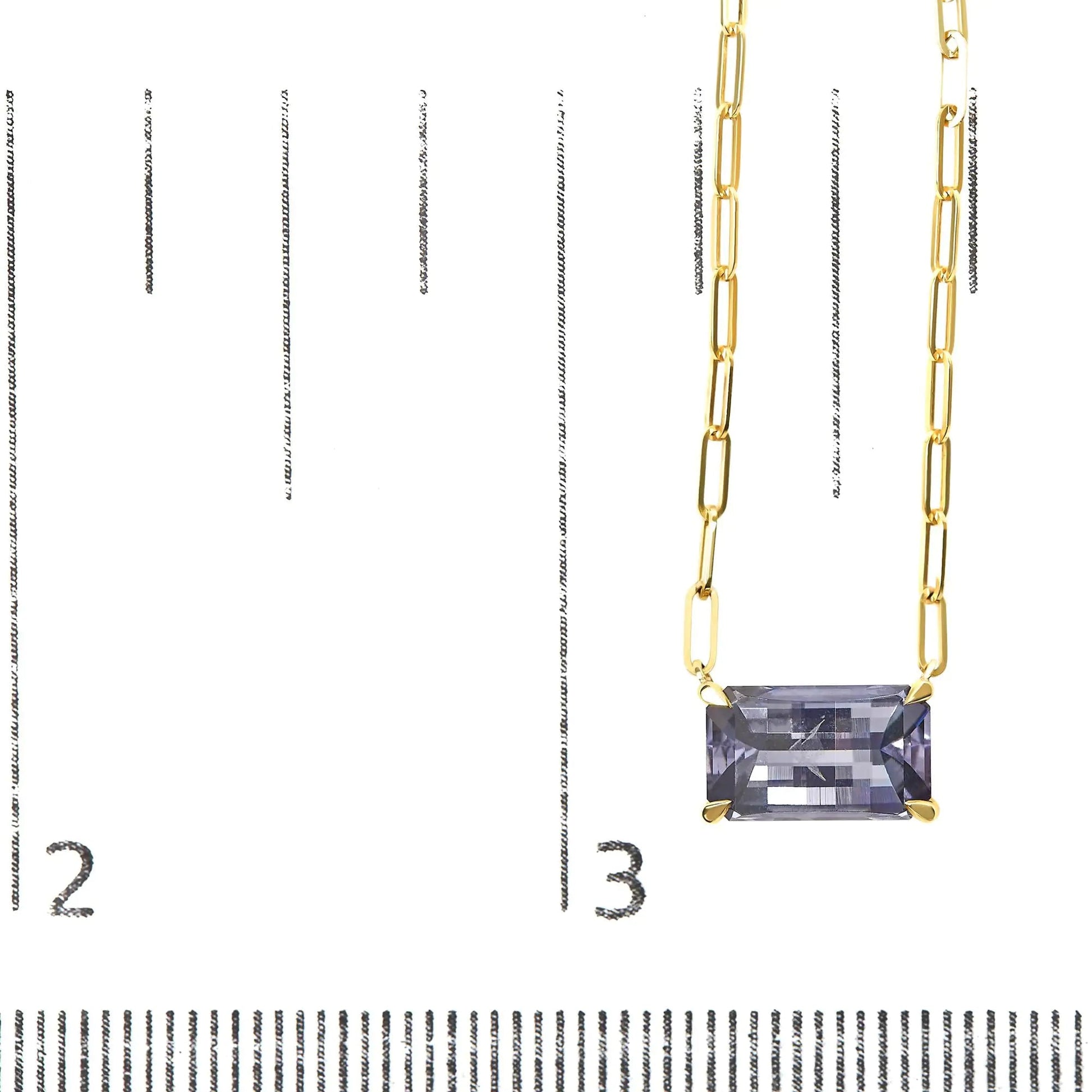 14K Yellow Gold Natural 2 7/8 Cttw Pixel Cut Emerald Bicolor Tanzanite Pendant Necklace with Paperclip Chain - 18 Inches WEM Support (www.WEM.support)
