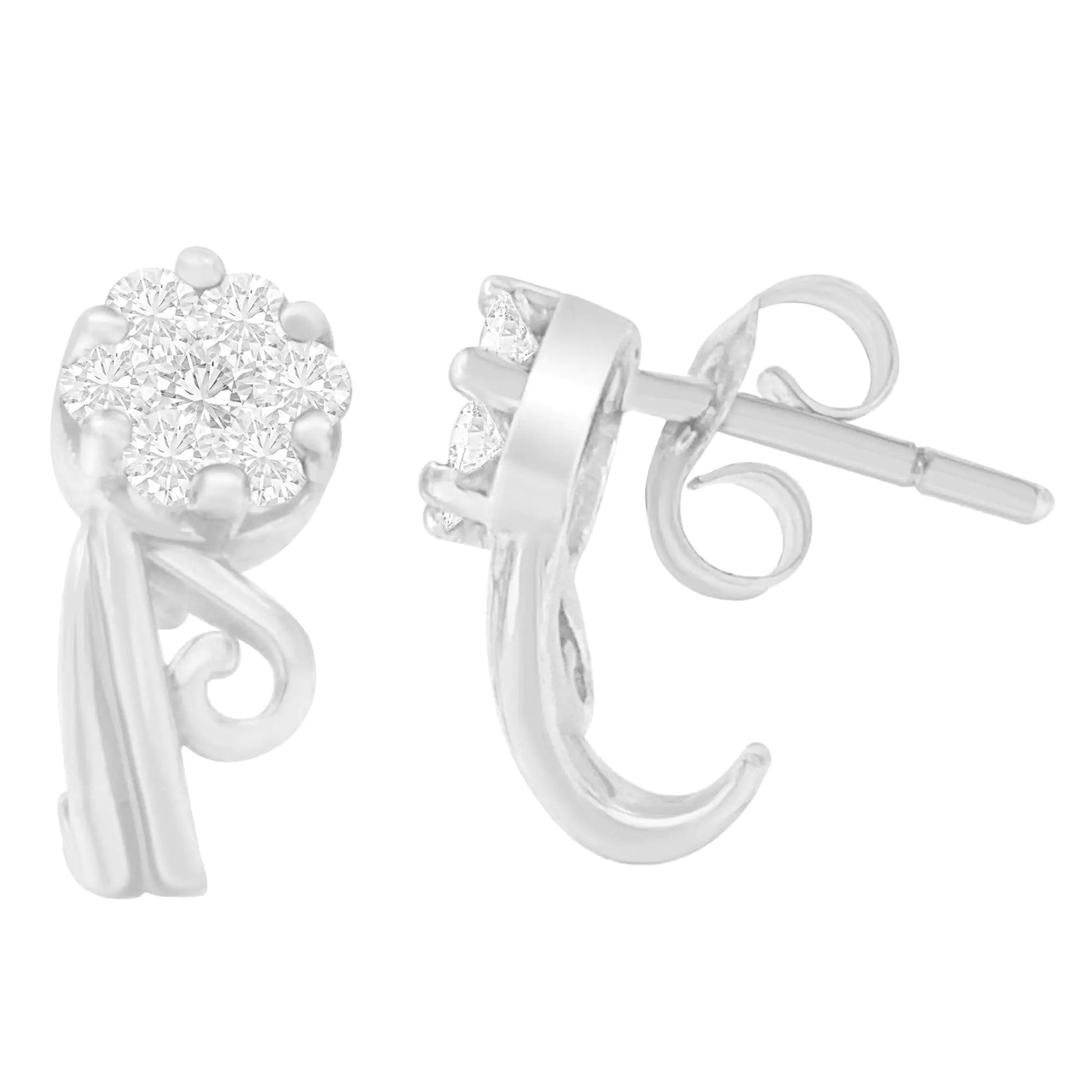 14K White Gold 1/2 cttw Round Cut Diamond Earrings (H-I, I1-I2) WEM Support (www.WEM.support)