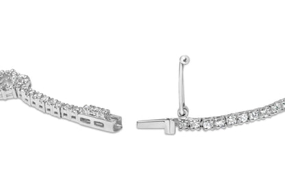 14K White Gold 1 1/2 Cttw Diamond Heart Station Strand Bracelet (H-I Color, I1-I2 Clarity) - 7.5 Inches WEM Support (www.WEM.support)