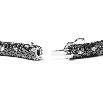 18K White Gold 20.0 Cttw Black and White Pave Set Diamond Eternity Snake Skin Style Tennis Bracelet (Black and G-H Color, SI1-SI2 Clarity) - Size 7" WEM Support (www.WEM.support)