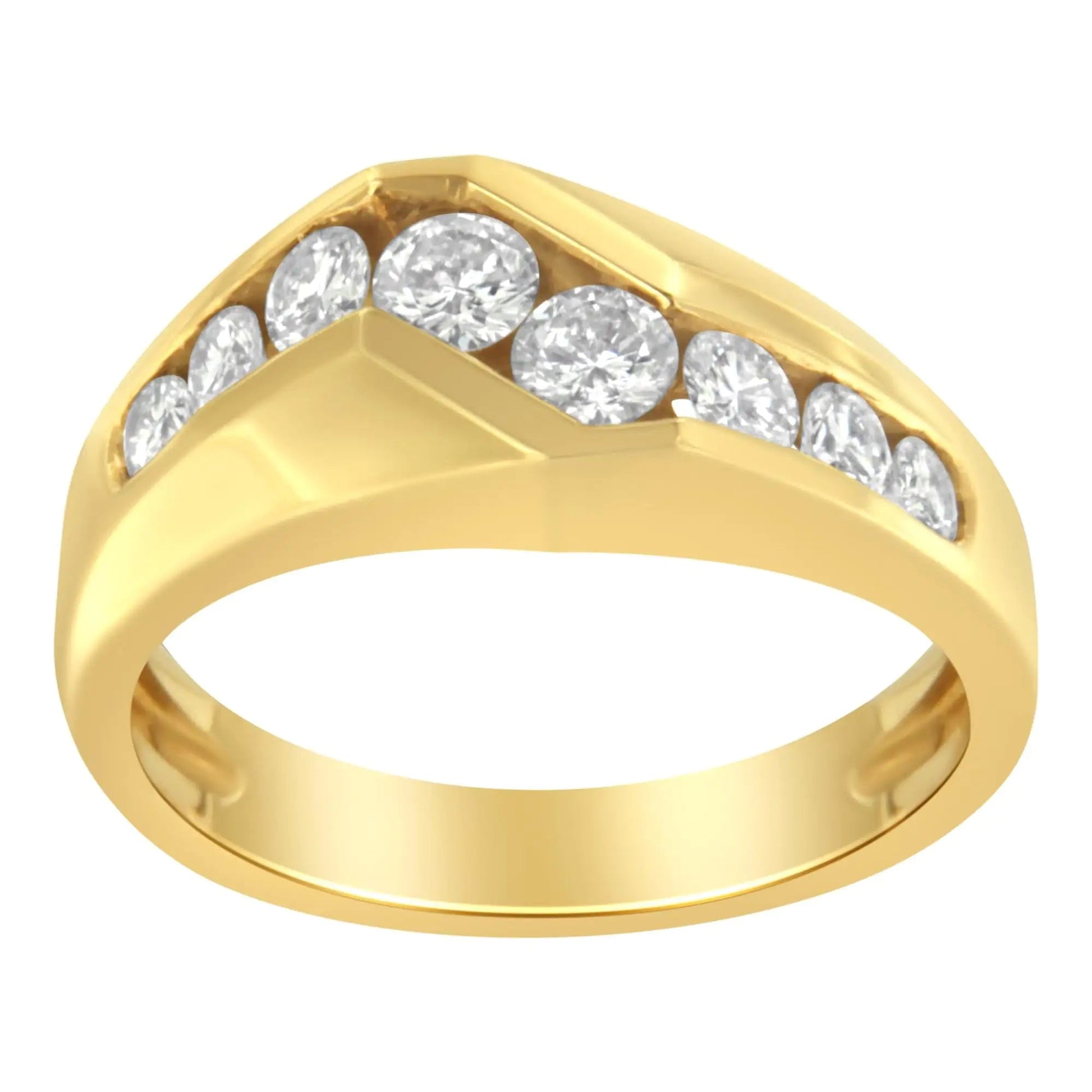 14KT Yellow Gold Men's Round Cut Diamond Ring (1 cttw, H-I Color, SI2-I1 Clarity) WEM Support (www.WEM.support)