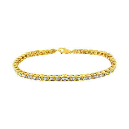 10K Gelbvergoldetes .925 Sterlingsilber 1 Karat Diamanten-Armband in Birnenform mit Krappenfassung (I-J Farbe, I1-I2 Reinheit) - 18,42 cm WEM Support (www.WEM.support)