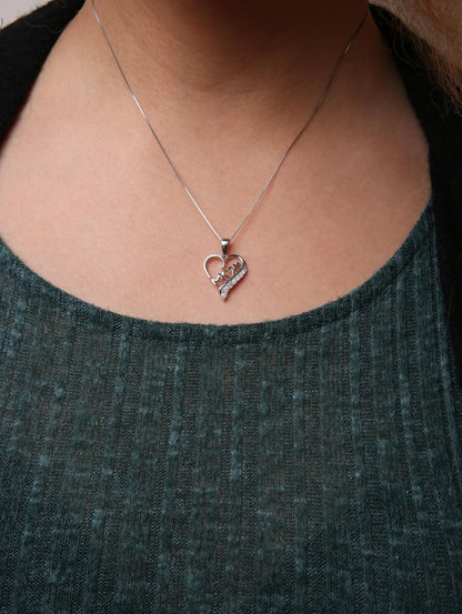 .925 Sterling Silver 1/4 Cttw Diamond  "Mom" and Open Heart 18" Pendant Necklace (I-J Color, I2-I3 Clarity) WEM Support (www.WEM.support)