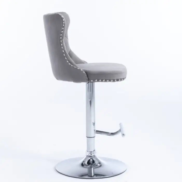 Swivel Velvet Barstools Adjusatble Seat Height From 25-33 Inch Gray Set Of 2 WEM Support (www.WEM.support)