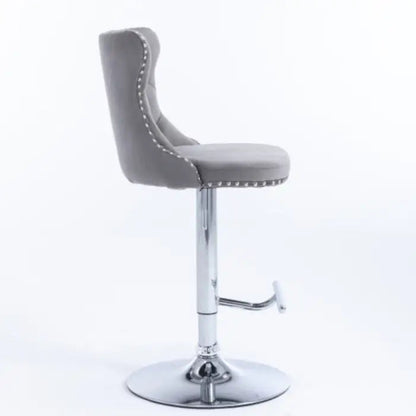 Swivel Velvet Barstools Adjusatble Seat Height From 25-33 Inch Gray Set Of 2 WEM Support (www.WEM.support)