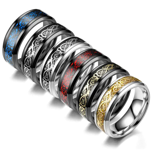 Stainless steel dragon pattern ring WEM Support (www.WEM.support)