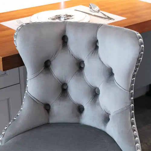 Swivel Velvet Barstools Adjusatble Seat Height From 25-33 Inch Gray Set Of 2 WEM Support (www.WEM.support)